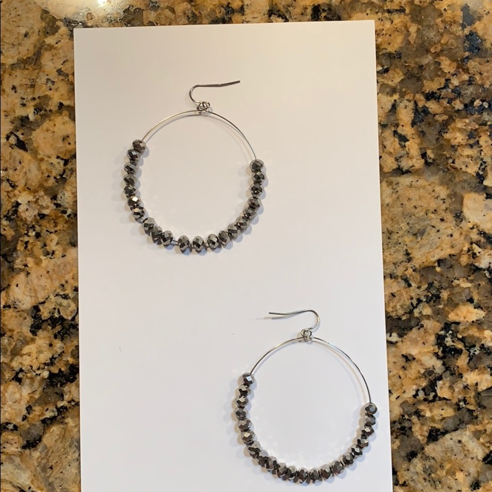 gray crystal Hoop earrings